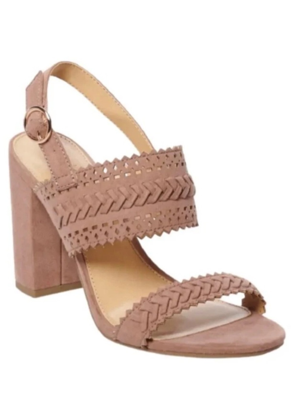 LC Lauren Conrad Streusel High Heel Sandals Tan Block Heel Slingback S 8.5 NWOB